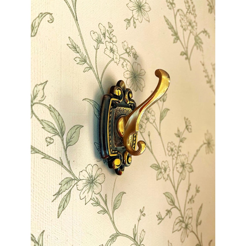 Vintage Gold Tone House Hook – Antique Brass Farmhouse Coat Towel Hanger